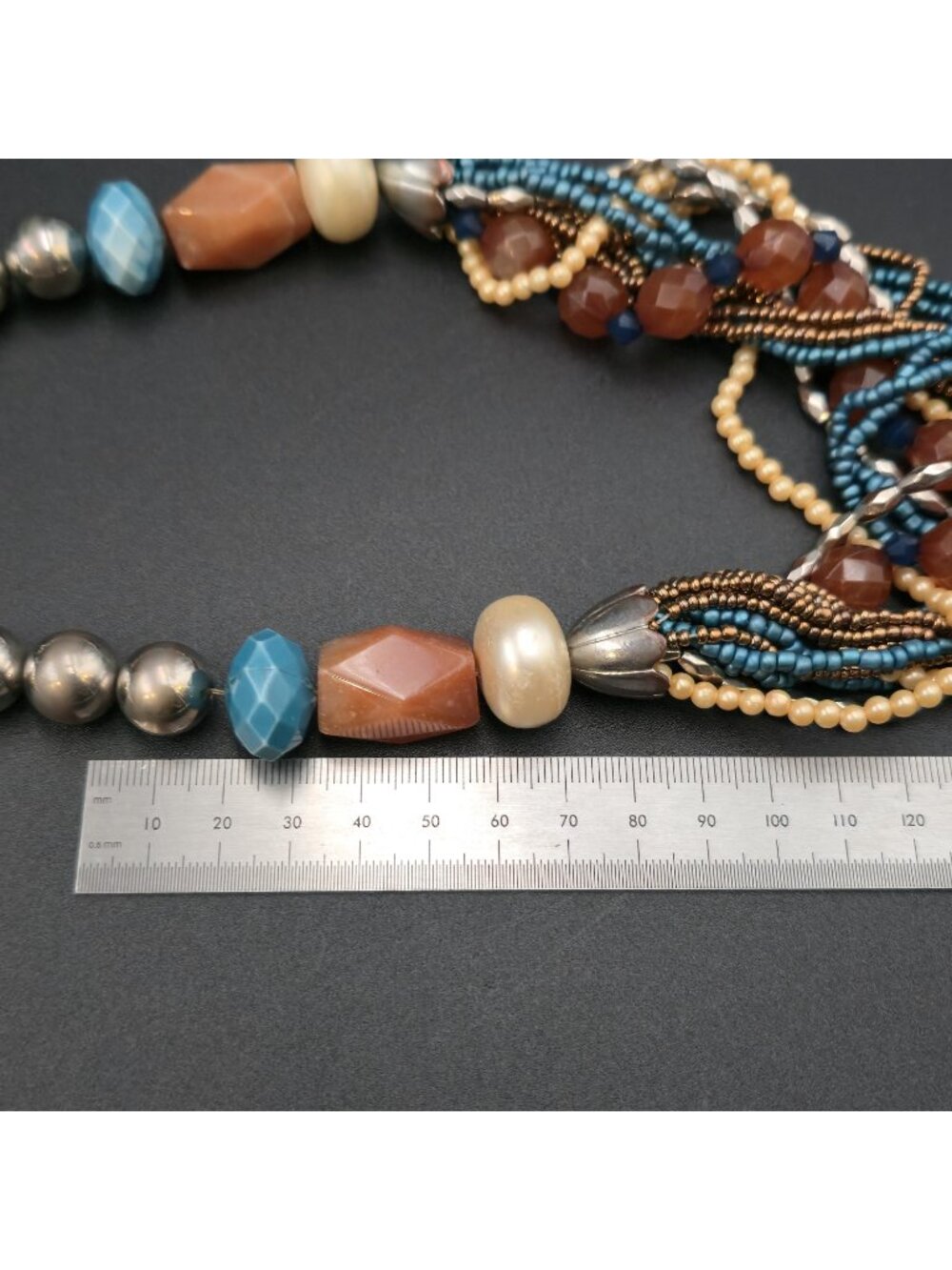 20" Chunky Multi-Layered Beaded Necklace - Artisan Gemstone B1190 - Picture 6 of 7